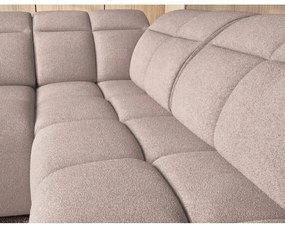 Светлокафяв разтегателен ъглов диван с място за съхранение от букле (десен ъгъл L форма) Falconn – ELTAP