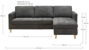 Тъмносив ъглов диван Firenze - House Nordic