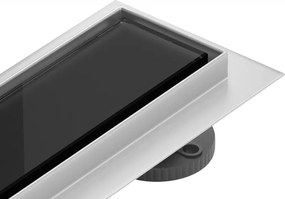 Mexen Flat 360° MGB въртящ се линейно изтичане 70 см, черно стъкло - 1026070-40