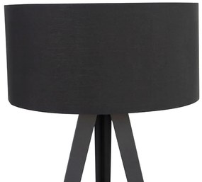 Подова лампа черна с черен абажур и златен интериор - Ilse