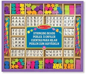 Melissa & Doug - Комплект за нанизване с дървени мъниста и буквички