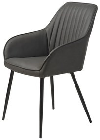 Тъмносиви тапицирани трапезни столове в комплект с подлакътници 2 бр. Nolan Stripe – Unique Furniture