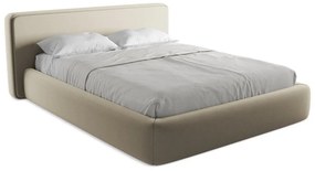 Бежово двойно тапицирано легло с място за съхранение и включена подматрачна рамка 160x200 cm Kiana – Makamii