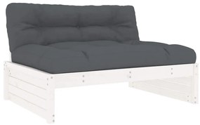 825759 vidaXL Среден диван, бял, 120x80 см, борово дърво масив