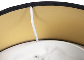 Модерна таванна лампа черна 30 см със златен интериор - Drum