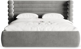 Сиво тапицирано двойно легло с място за съхранение и включена подматрачна рамка 180x200 cm Mount – Micadoni