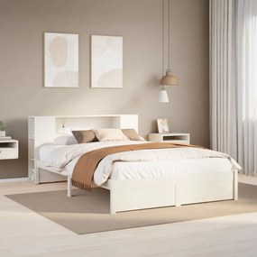 3322362 vidaXL Легло с етажерка за книги, без матрак, 150x200 см, бор масив