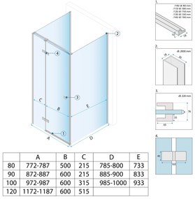 Душ кабина Rea Atlas 100x100 Brush Gold