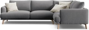 Сив кадифен ъглов диван (десен ъгъл/L форма) Naomi – Micadoni