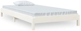 820408 vidaXL Стифиращо легло, бяло, борово дърво масив, 75x190 см