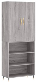 3196057 vidaXL Висок шкаф, сив сонома, 69,5x34x180 см, инженерно дърво