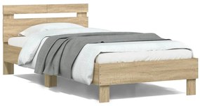 838528 vidaXL Рамка за легло с табла, дъб сонома, 100x200 см, инженерно дърво