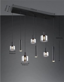 Черно висящо осветително тяло с метален абажур/със стъклен абажур Mataro – Trio