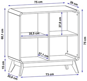 Библиотека от декор от дъб естествена 75x75 cm Caitlin – Støraa