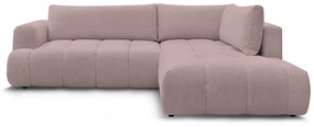 Розов сгъваем/с място за съхранение ъглов диван (десен ъгъл/L форма) Fuji – Bobochic Paris