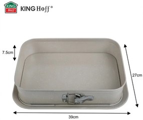 Форма за печене с падащо дъно Kinghoff KH 1978, 39x29x7.5 см, Мраморно покритие, Бежов