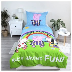 Единично памучно детско спално бельо със светещ ефект 140x200 cm Peppa Pig – Jerry Fabrics