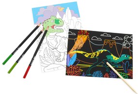 Kidea - Комплект скреч игра и книжка за оцветяване Динозаври 92239