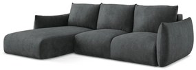 Тъмносив шенилов сгъваем ъглов диван (ляв ъгъл) Leila – Makamii