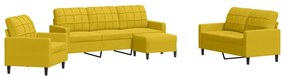 3278367 vidaXL Комплект дивани от 4 части с възглавници, жълт, кадифе