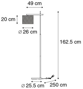 Индустриална подова лампа черна - Drum Mesh