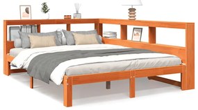 3324384 vidaXL Легло с етажерка за книги, без матрак, 140x200 см, бор масив