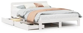 3309852 vidaXL Рамка за легло без матрак, бял, 160x200 см, бор масив