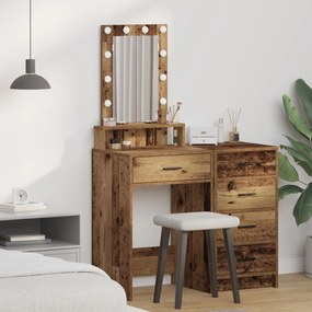 Sonata H Тоалетка с LED светлини Стара дървесина 50x41x140 см