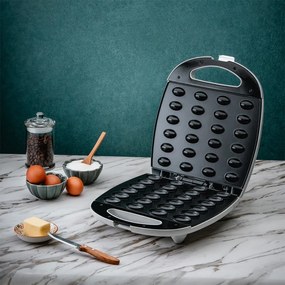 Уред за сладки орехчета Rosberg Premium RP51442E, 1200W, За 24 сладки, Незалепващи плочи, Бял