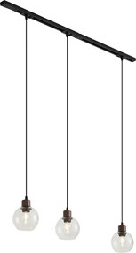 Modern railsysteem zwart met 3 hanglampen brons 1-fase - Iconic Lava