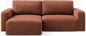 Теракотен шенилов сгъваем/с място за съхранение ъглов диван (ляв ъгъл) Kona – Makamii