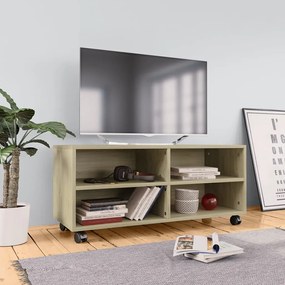 800183 vidaXL ТВ шкаф с колелца, дъб сонома, 90x35x35 см, инженерно дърво