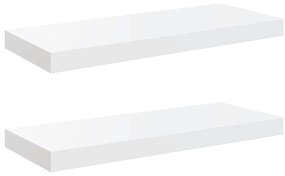323749 vidaXL Окачени стенни рафтове, 2 бр, бял гланц, 60x23,5x3,8 см, МДФ