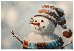 Картина на платно Коледна – Радостен снежен човек