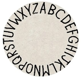 Кремав ръчно изработен памучен детски килим подходящ за пране ø150 cm ABC Natural Black – Lorena Canals