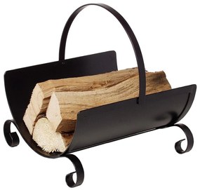 Метален кош за дърва с дръжка 40x38 см черен
