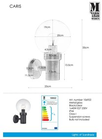 Черна стенна лампа Caris - Markslöjd