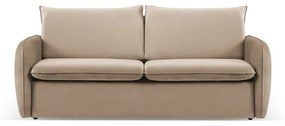 Бежов кадифен разтегателен диван 214 cm Vienna - Cosmopolitan Design