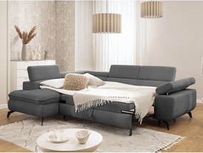 Сив шенилов ъглов диван (ляв ъгъл L форма) Marbeya – Ropez