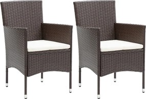 310554 vidaXL Градински трапезни столове, 2 бр, полиратан, кафяви
