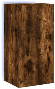 837264 vidaXL Стенен ТВ шкаф с LED осветление, опушен дъб, 40,5x35x80 см