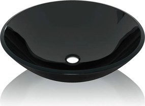 Мивка от закалено стъкло, 42 см, черна