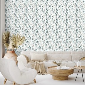 Самозалепващ тапет – Нежни сини цветя с листа