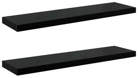 323776 vidaXL Окачени стенни рафтове, 2 бр, черен гланц, 90x23,5x3,8 см, МДФ