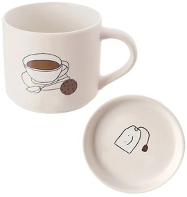 Бяла порцеланова чаша с капак 450 ml – Orion