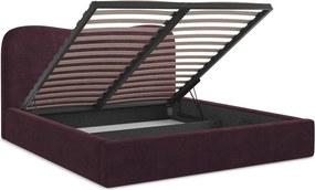 Тъмнолилаво двойно легло 180x200 cm тапицирано с място за съхранение с включена подматрачна рамка Kahai – Makamii