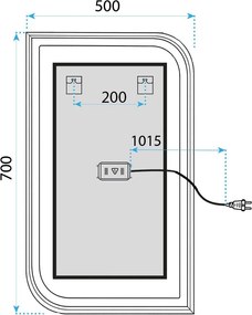 Огледало LED ZONE 70X50 BRUSH GOLD