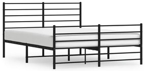 352334 vidaXL Метална рамка за легло с горна и долна табла, черна, 120x190 см