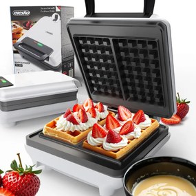 Гофретник Mesko MS 3091, 1800W, Незалепващо покритие, 2 плочи, Неплъзгащи се крачета, Бял