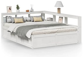 3324461 vidaXL Легло с етажерка за книги, без матрак, 140x200 см, бор масив